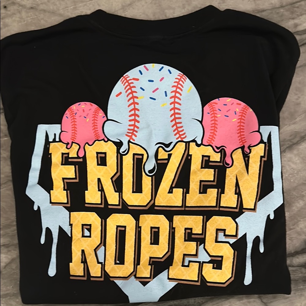 Baseball Lifestyle101 Black and Pink Short Sleeve Tee with Frozen Ropes Graphic